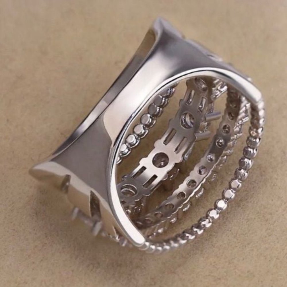 Silver Bridge diamonds ring size 6,7,8,9,10 - Picture 5 of 5